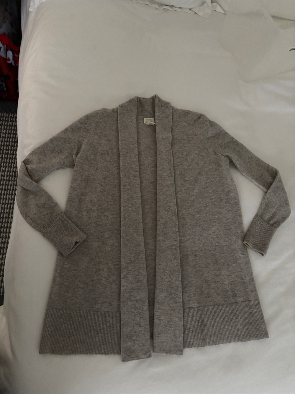 Sigrid Olsen cashmere Open-Front Shawl Collar Cardigan Sweater - Light Gray